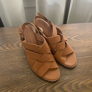 Madewell Cindy Woven Stacked Heel Sandal Size 7- worn once